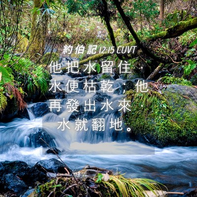 Picture 04 - 約 伯 記 12:15 CUVT - 他 把 水 留 住 ， 水 便 枯 乾 ； 他 - Bible Verse Picture