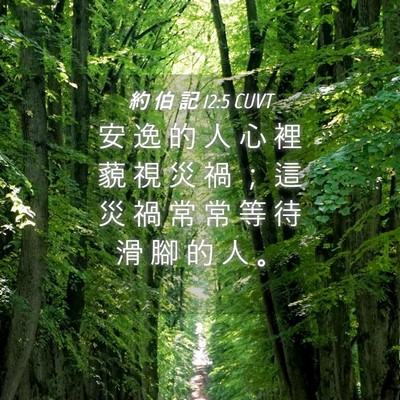Picture 04 - 約 伯 記 12:5 CUVT - 安 逸 的 人 心 裡 藐 視 災 禍 ； 這 - Bible Verse Picture