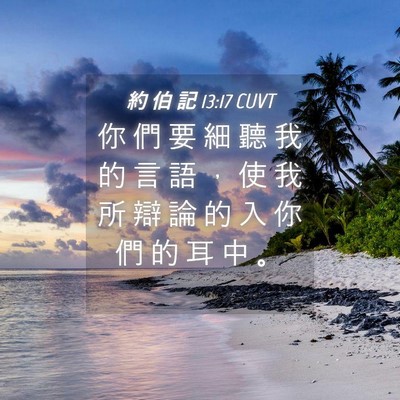 Picture 04 - 約 伯 記 13:17 CUVT - 你 們 要 細 聽 我 的 言 語 ， 使 我 - Bible Verse Picture