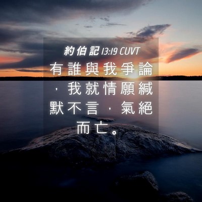 Picture 04 - 約 伯 記 13:19 CUVT - 有 誰 與 我 爭 論 ， 我 就 情 願 緘 - Bible Verse Picture