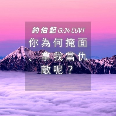 Picture 04 - 約 伯 記 13:24 CUVT - 你 為 何 掩 面 、 拿 我 當 仇 敵 呢 - Bible Verse Picture