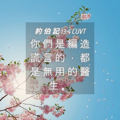 Picture 04 - 約 伯 記 13:4 CUVT - 你 們 是 編 造 謊 言 的 ， 都 是 無 - Bible Verse Picture