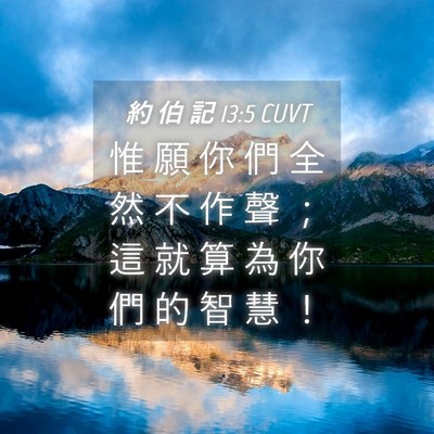 Picture 04 - 約 伯 記 13:5 CUVT - 惟 願 你 們 全 然 不 作 聲 ； 這 就 - Bible Verse Picture