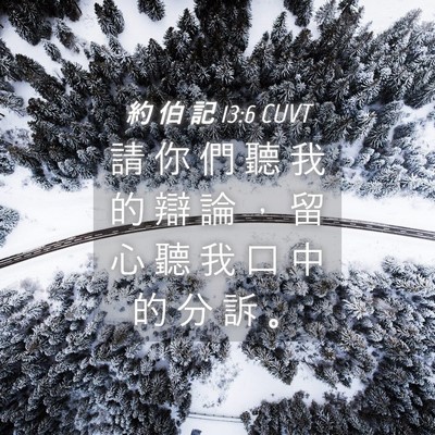 Picture 04 - 約 伯 記 13:6 CUVT - 請 你 們 聽 我 的 辯 論 ， 留 心 聽 - Bible Verse Picture