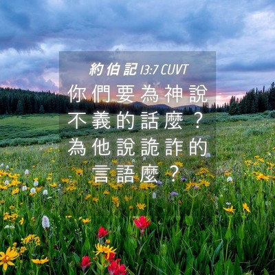 Picture 04 - 約 伯 記 13:7 CUVT - 你 們 要 為 神 說 不 義 的 話 麼 ？ - Bible Verse Picture