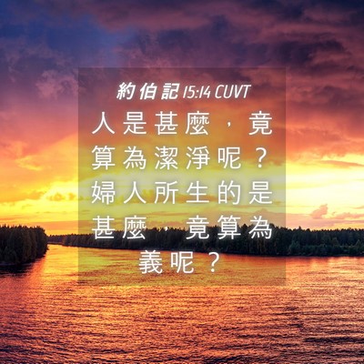 Picture 04 - 約 伯 記 15:14 CUVT - 人 是 甚 麼 ， 竟 算 為 潔 淨 呢 ？ - Bible Verse Picture