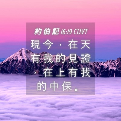 Picture 04 - 約 伯 記 16:19 CUVT - 現 今 ， 在 天 有 我 的 見 證 ， 在 - Bible Verse Picture