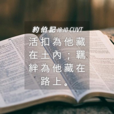 Picture 04 - 約 伯 記 18:10 CUVT - 活 扣 為 他 藏 在 土 內 ； 羈 絆 為 - Bible Verse Picture
