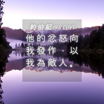Picture 04 - 約 伯 記 19:11 CUVT - 他 的 忿 怒 向 我 發 作 ， 以 我 為 - Bible Verse Picture