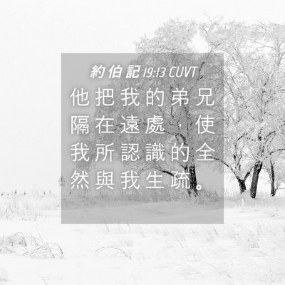 Picture 04 - 約 伯 記 19:13 CUVT - 他 把 我 的 弟 兄 隔 在 遠 處 ， 使 - Bible Verse Picture