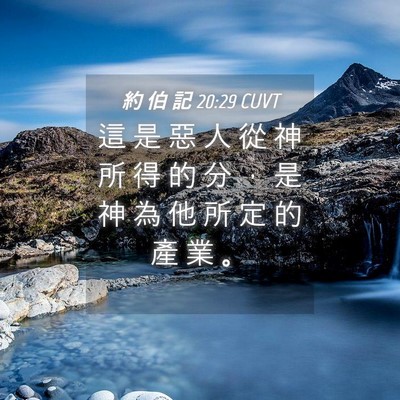 Picture 04 - 約 伯 記 20:29 CUVT - 這 是 惡 人 從 神 所 得 的 分 ， 是 - Bible Verse Picture