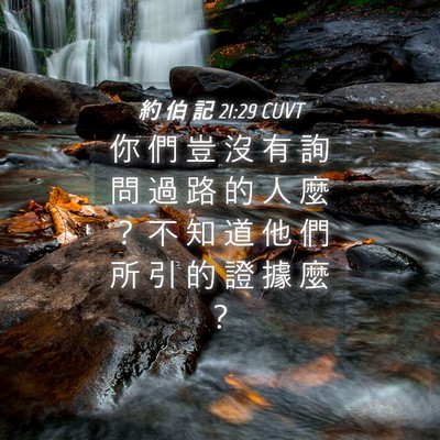 Picture 04 - 約 伯 記 21:29 CUVT - 你 們 豈 沒 有 詢 問 過 路 的 人 麼 - Bible Verse Picture