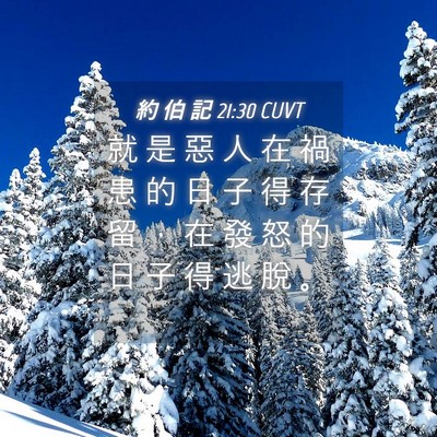 Picture 04 - 約 伯 記 21:30 CUVT - 就 是 惡 人 在 禍 患 的 日 子 得 存 - Bible Verse Picture