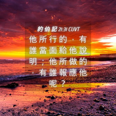 Picture 04 - 約 伯 記 21:31 CUVT - 他 所 行 的 ， 有 誰 當 面 給 他 說 - Bible Verse Picture