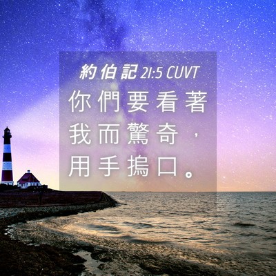Picture 04 - 約 伯 記 21:5 CUVT - 你 們 要 看 著 我 而 驚 奇 ， 用 手 - Bible Verse Picture