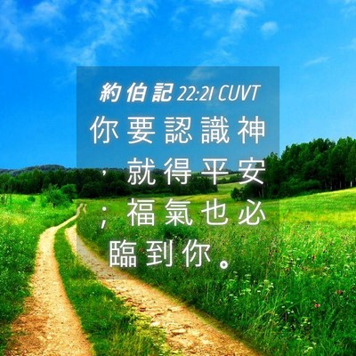 Picture 04 - 約 伯 記 22:21 CUVT - 你 要 認 識 神 ， 就 得 平 安 ； 福 - Bible Verse Picture