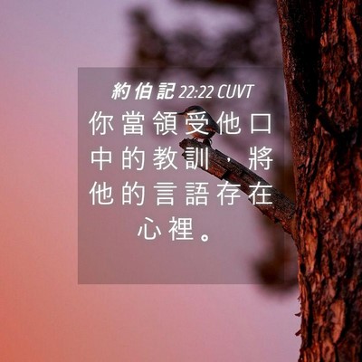Picture 04 - 約 伯 記 22:22 CUVT - 你 當 領 受 他 口 中 的 教 訓 ， 將 - Bible Verse Picture