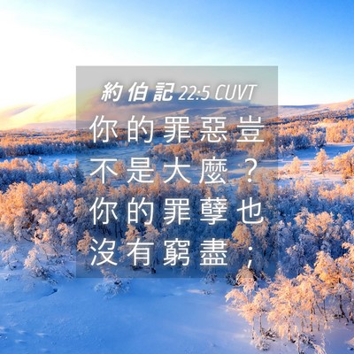 Picture 04 - 約 伯 記 22:5 CUVT - 你 的 罪 惡 豈 不 是 大 麼 ？ 你 的 - Bible Verse Picture