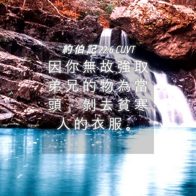 Picture 04 - 約 伯 記 22:6 CUVT - 因 你 無 故 強 取 弟 兄 的 物 為 當 - Bible Verse Picture
