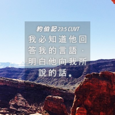 Picture 04 - 約 伯 記 23:5 CUVT - 我 必 知 道 他 回 答 我 的 言 語 ， - Bible Verse Picture