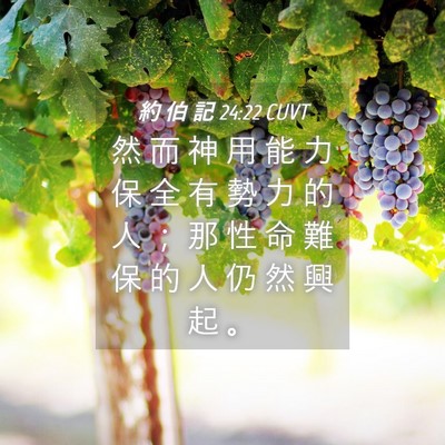 Picture 04 - 約 伯 記 24:22 CUVT - 然 而 神 用 能 力 保 全 有 勢 力 的 - Bible Verse Picture