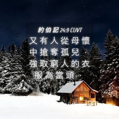 Picture 04 - 約 伯 記 24:9 CUVT - 又 有 人 從 母 懷 中 搶 奪 孤 兒 ， - Bible Verse Picture