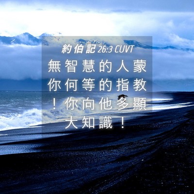 Picture 04 - 約 伯 記 26:3 CUVT - 無 智 慧 的 人 蒙 你 何 等 的 指 教 - Bible Verse Picture