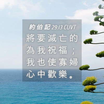 Picture 04 - 約 伯 記 29:13 CUVT - 將 要 滅 亡 的 為 我 祝 福 ； 我 也 - Bible Verse Picture