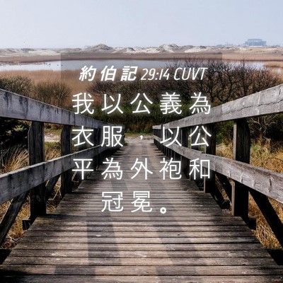 Picture 04 - 約 伯 記 29:14 CUVT - 我 以 公 義 為 衣 服 ， 以 公 平 為 - Bible Verse Picture