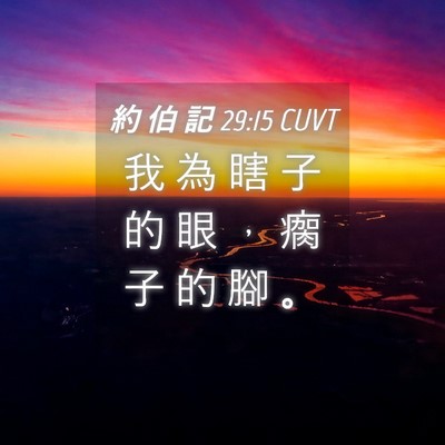 Picture 04 - 約 伯 記 29:15 CUVT - 我 為 瞎 子 的 眼 ， 瘸 子 的 腳 - Bible Verse Picture