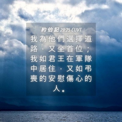 Picture 04 - 約 伯 記 29:25 CUVT - 我 為 他 們 選 擇 道 路 ， 又 坐 首 - Bible Verse Picture