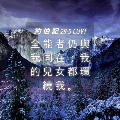 Picture 04 - 約 伯 記 29:5 CUVT - 全 能 者 仍 與 我 同 在 ； 我 的 兒 - Bible Verse Picture