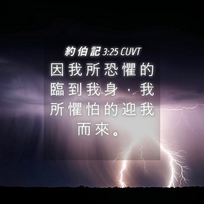 Picture 04 - 約 伯 記 3:25 CUVT - 因 我 所 恐 懼 的 臨 到 我 身 ， 我 - Bible Verse Picture