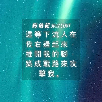 Picture 04 - 約 伯 記 30:12 CUVT - 這 等 下 流 人 在 我 右 邊 起 來 ， - Bible Verse Picture