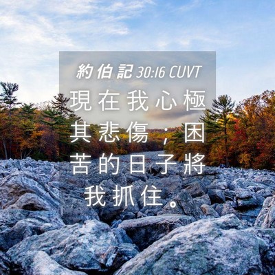 Picture 04 - 約 伯 記 30:16 CUVT - 現 在 我 心 極 其 悲 傷 ； 困 苦 的 - Bible Verse Picture