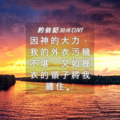 Picture 04 - 約 伯 記 30:18 CUVT - 因 神 的 大 力 ， 我 的 外 衣 污 穢 - Bible Verse Picture