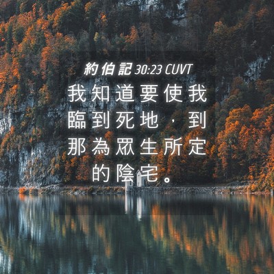 Picture 04 - 約 伯 記 30:23 CUVT - 我 知 道 要 使 我 臨 到 死 地 ， 到 - Bible Verse Picture