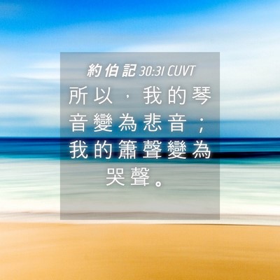 Picture 04 - 約 伯 記 30:31 CUVT - 所 以 ， 我 的 琴 音 變 為 悲 音 ； - Bible Verse Picture