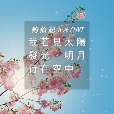 Picture 04 - 約 伯 記 31:26 CUVT - 我 若 見 太 陽 發 光 ， 明 月 行 在 - Bible Verse Picture