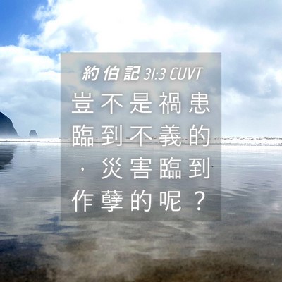 Picture 04 - 約 伯 記 31:3 CUVT - 豈 不 是 禍 患 臨 到 不 義 的 ， 災 - Bible Verse Picture