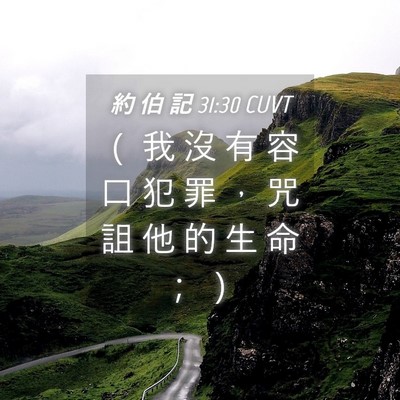 Picture 04 - 約 伯 記 31:30 CUVT - （ 我 沒 有 容 口 犯 罪 ， 咒 詛 他 - Bible Verse Picture