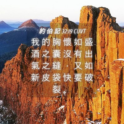 Picture 04 - 約 伯 記 32:19 CUVT - 我 的 胸 懷 如 盛 酒 之 囊 沒 有 出 - Bible Verse Picture