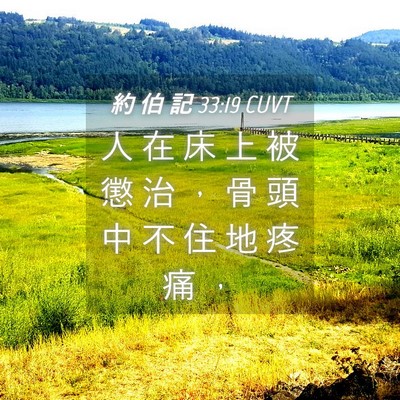 Picture 04 - 約 伯 記 33:19 CUVT - 人 在 床 上 被 懲 治 ， 骨 頭 中 不 - Bible Verse Picture
