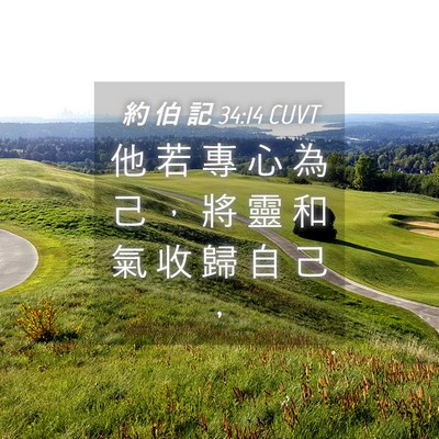 Picture 04 - 約 伯 記 34:14 CUVT - 他 若 專 心 為 己 ， 將 靈 和 氣 收 - Bible Verse Picture