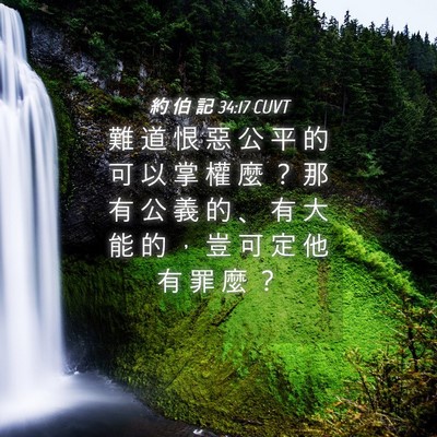 Picture 04 - 約 伯 記 34:17 CUVT - 難 道 恨 惡 公 平 的 可 以 掌 權 麼 - Bible Verse Picture