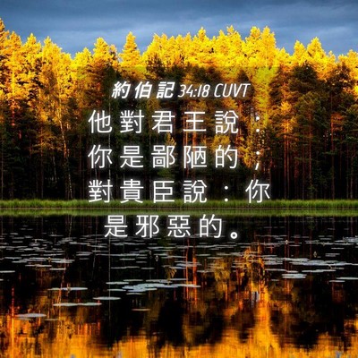 Picture 04 - 約 伯 記 34:18 CUVT - 他 對 君 王 說 ： 你 是 鄙 陋 的 ； - Bible Verse Picture