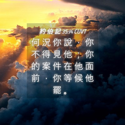 Picture 04 - 約 伯 記 35:14 CUVT - 何 況 你 說 ， 你 不 得 見 他 ； 你 - Bible Verse Picture