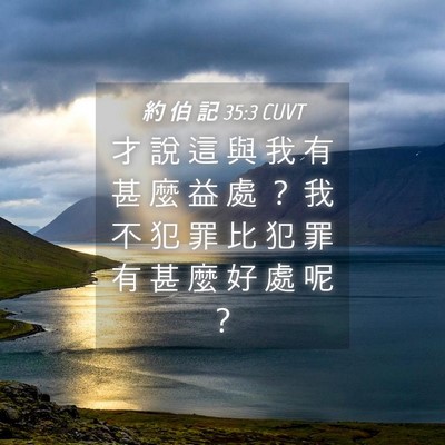 Picture 04 - 約 伯 記 35:3 CUVT - 才 說 這 與 我 有 甚 麼 益 處 ？ 我 - Bible Verse Picture