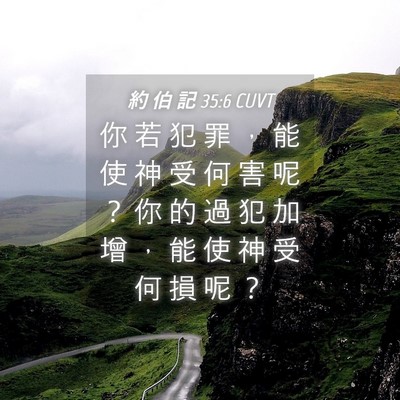 Picture 04 - 約 伯 記 35:6 CUVT - 你 若 犯 罪 ， 能 使 神 受 何 害 呢 - Bible Verse Picture