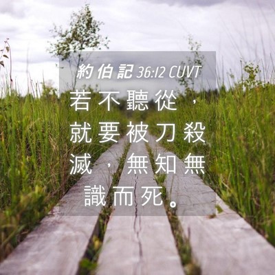 Picture 04 - 約 伯 記 36:12 CUVT - 若 不 聽 從 ， 就 要 被 刀 殺 滅 ， - Bible Verse Picture